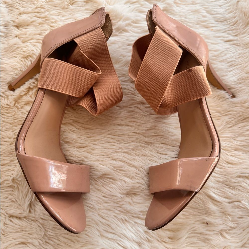 Saks Fifth Avenue Blush Heels with Ribbon Accent